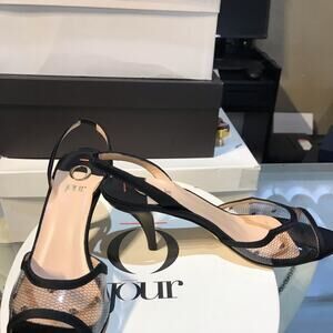O Jour mid heel sling back with lucite front